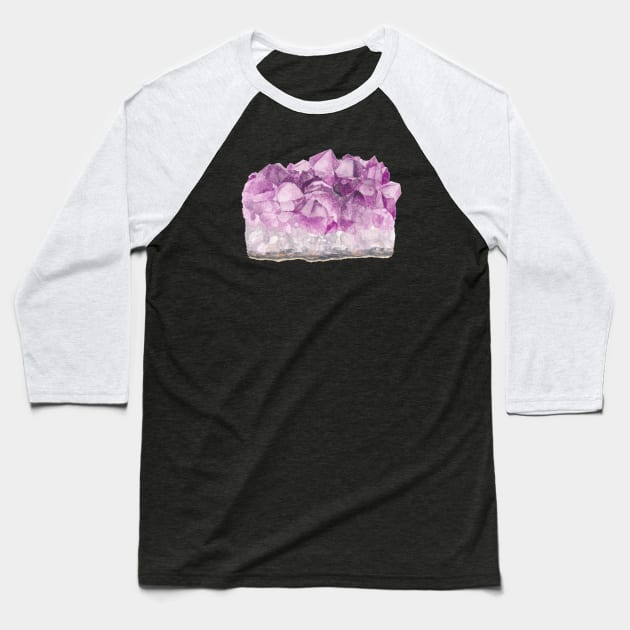 Amethyst Watercolour Painting Baseball T-Shirt by Flowering Words